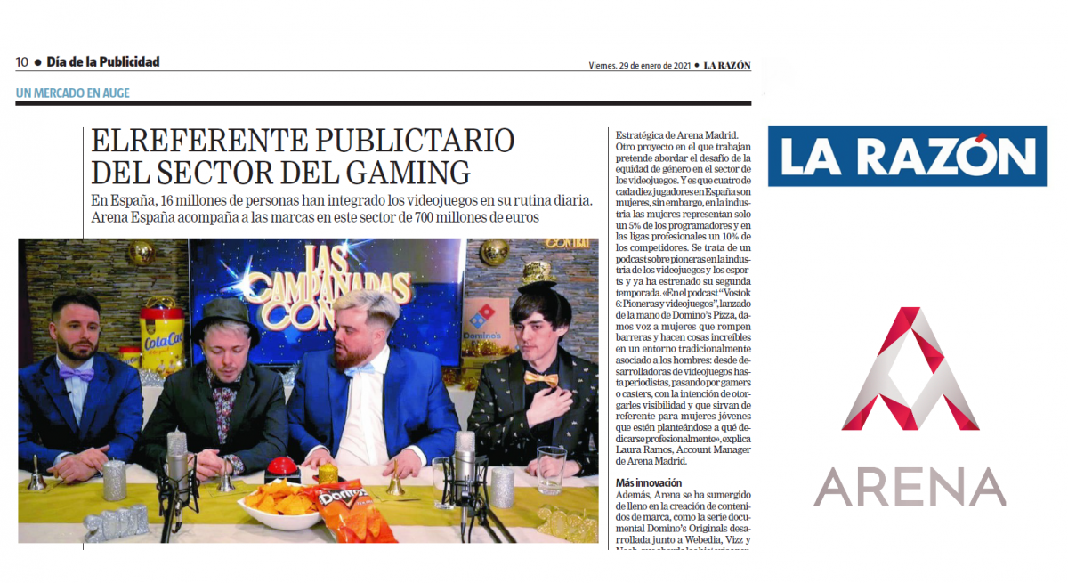 El referente publicitario del sector del gaming – Arena PLAY en La Razón